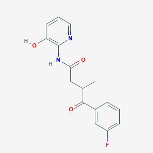 molecular formula C16H15FN2O3 B7425294 4-(3-fluorophenyl)-N-(3-hydroxypyridin-2-yl)-3-methyl-4-oxobutanamide 