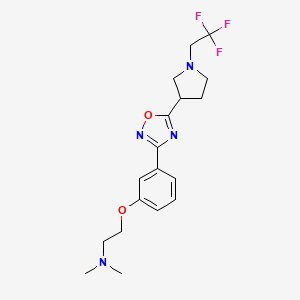 molecular formula C18H23F3N4O2 B7425317 N,N-dimethyl-2-[3-[5-[1-(2,2,2-trifluoroethyl)pyrrolidin-3-yl]-1,2,4-oxadiazol-3-yl]phenoxy]ethanamine 