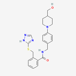 N-[[4-[4-(hydroxymethyl)piperidin-1-yl]phenyl]methyl]-2-(1H-1,2,4-triazol-5-ylsulfanylmethyl)benzamide