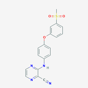 molecular formula C18H14N4O3S B7425361 3-[4-(3-Methylsulfonylphenoxy)anilino]pyrazine-2-carbonitrile 