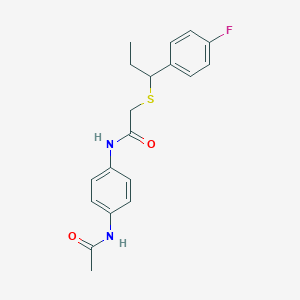 N-(4-acetamidophenyl)-2-[1-(4-fluorophenyl)propylsulfanyl]acetamide