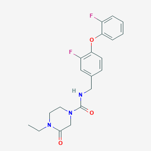 4-ethyl-N-[[3-fluoro-4-(2-fluorophenoxy)phenyl]methyl]-3-oxopiperazine-1-carboxamide