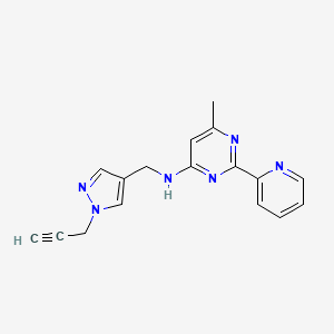 6-methyl-N-[(1-prop-2-ynylpyrazol-4-yl)methyl]-2-pyridin-2-ylpyrimidin-4-amine