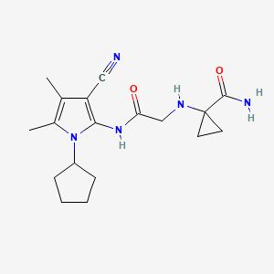 1-[[2-[(3-Cyano-1-cyclopentyl-4,5-dimethylpyrrol-2-yl)amino]-2-oxoethyl]amino]cyclopropane-1-carboxamide