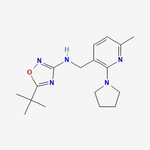 molecular formula C17H25N5O B7425529 5-tert-butyl-N-[(6-methyl-2-pyrrolidin-1-ylpyridin-3-yl)methyl]-1,2,4-oxadiazol-3-amine 