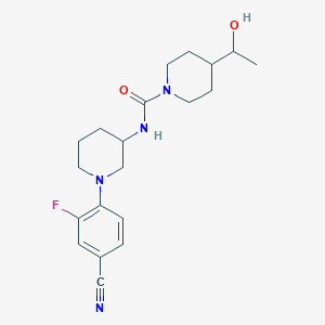 molecular formula C20H27FN4O2 B7425544 N-[1-(4-cyano-2-fluorophenyl)piperidin-3-yl]-4-(1-hydroxyethyl)piperidine-1-carboxamide 