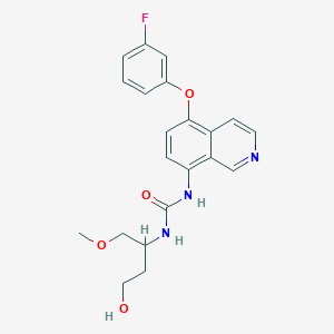 molecular formula C21H22FN3O4 B7425574 1-[5-(3-Fluorophenoxy)isoquinolin-8-yl]-3-(4-hydroxy-1-methoxybutan-2-yl)urea 