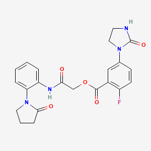 molecular formula C22H21FN4O5 B7425594 [2-Oxo-2-[2-(2-oxopyrrolidin-1-yl)anilino]ethyl] 2-fluoro-5-(2-oxoimidazolidin-1-yl)benzoate 