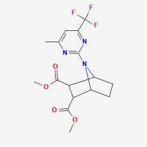 molecular formula C16H18F3N3O4 B7425609 Dimethyl 7-[4-methyl-6-(trifluoromethyl)pyrimidin-2-yl]-7-azabicyclo[2.2.1]heptane-2,3-dicarboxylate 