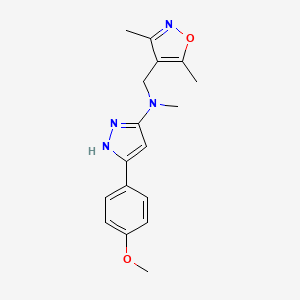 molecular formula C17H20N4O2 B7425741 N-[(3,5-dimethyl-1,2-oxazol-4-yl)methyl]-5-(4-methoxyphenyl)-N-methyl-1H-pyrazol-3-amine 