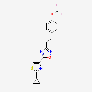 5-(2-Cyclopropyl-1,3-thiazol-4-yl)-3-[2-[4-(difluoromethoxy)phenyl]ethyl]-1,2,4-oxadiazole