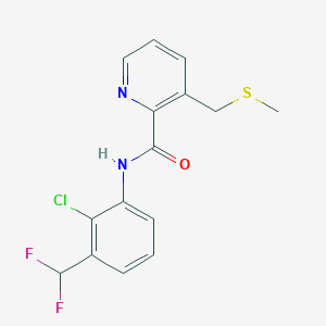 molecular formula C15H13ClF2N2OS B7425862 N-[2-chloro-3-(difluoromethyl)phenyl]-3-(methylsulfanylmethyl)pyridine-2-carboxamide 