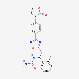 molecular formula C21H21N5O4 B7425867 [1-(2-Methylphenyl)-2-[3-[4-(2-oxo-1,3-oxazolidin-3-yl)phenyl]-1,2,4-oxadiazol-5-yl]ethyl]urea 