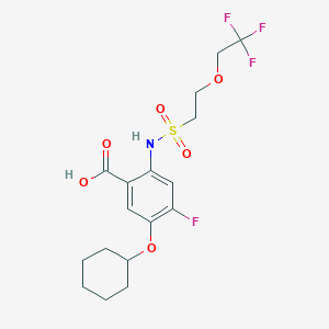 molecular formula C17H21F4NO6S B7425870 5-Cyclohexyloxy-4-fluoro-2-[2-(2,2,2-trifluoroethoxy)ethylsulfonylamino]benzoic acid 