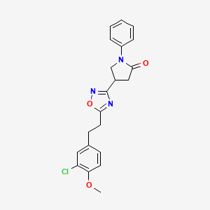 molecular formula C21H20ClN3O3 B7425881 4-[5-[2-(3-Chloro-4-methoxyphenyl)ethyl]-1,2,4-oxadiazol-3-yl]-1-phenylpyrrolidin-2-one 