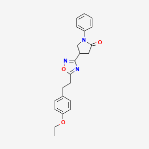 molecular formula C22H23N3O3 B7425914 4-[5-[2-(4-Ethoxyphenyl)ethyl]-1,2,4-oxadiazol-3-yl]-1-phenylpyrrolidin-2-one 