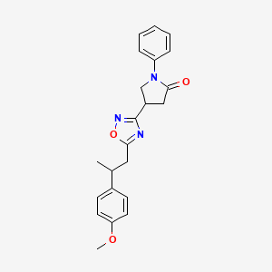 molecular formula C22H23N3O3 B7425929 4-[5-[2-(4-Methoxyphenyl)propyl]-1,2,4-oxadiazol-3-yl]-1-phenylpyrrolidin-2-one 