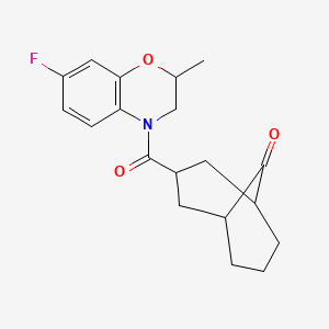 molecular formula C19H22FNO3 B7425937 3-(7-Fluoro-2-methyl-2,3-dihydro-1,4-benzoxazine-4-carbonyl)bicyclo[3.3.1]nonan-9-one 