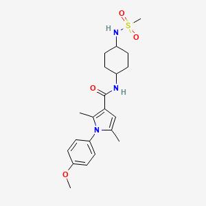 molecular formula C21H29N3O4S B7425942 N-[4-(methanesulfonamido)cyclohexyl]-1-(4-methoxyphenyl)-2,5-dimethylpyrrole-3-carboxamide 