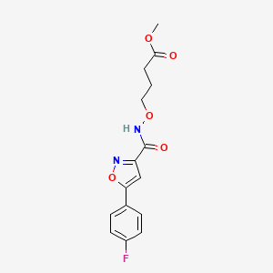 molecular formula C15H15FN2O5 B7425950 Methyl 4-[[5-(4-fluorophenyl)-1,2-oxazole-3-carbonyl]amino]oxybutanoate 