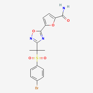 5-[3-[2-(4-Bromophenyl)sulfonylpropan-2-yl]-1,2,4-oxadiazol-5-yl]furan-2-carboxamide