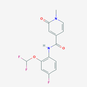 molecular formula C14H11F3N2O3 B7426016 N-[2-(difluoromethoxy)-4-fluorophenyl]-1-methyl-2-oxopyridine-4-carboxamide 