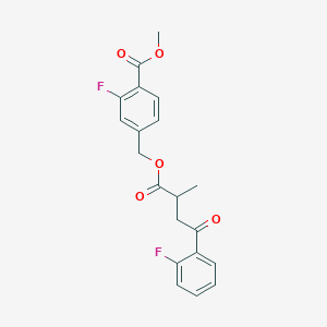 molecular formula C20H18F2O5 B7426144 Methyl 2-fluoro-4-[[4-(2-fluorophenyl)-2-methyl-4-oxobutanoyl]oxymethyl]benzoate 