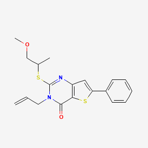 2-(1-Methoxypropan-2-ylsulfanyl)-6-phenyl-3-prop-2-enylthieno[3,2-d]pyrimidin-4-one