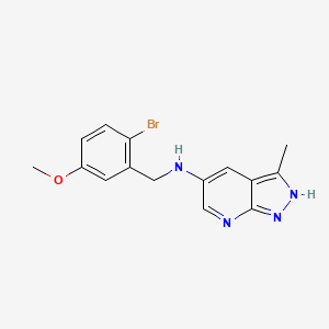 molecular formula C15H15BrN4O B7426176 N-[(2-bromo-5-methoxyphenyl)methyl]-3-methyl-2H-pyrazolo[3,4-b]pyridin-5-amine 