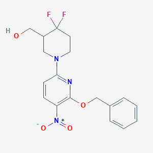 molecular formula C18H19F2N3O4 B7426219 [4,4-Difluoro-1-(5-nitro-6-phenylmethoxypyridin-2-yl)piperidin-3-yl]methanol 