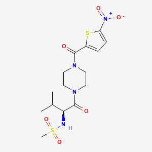 molecular formula C15H22N4O6S2 B7426226 N-[(2S)-3-methyl-1-[4-(5-nitrothiophene-2-carbonyl)piperazin-1-yl]-1-oxobutan-2-yl]methanesulfonamide 