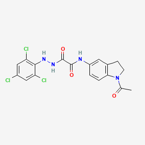 N-(1-acetyl-2,3-dihydroindol-5-yl)-2-oxo-2-[2-(2,4,6-trichlorophenyl)hydrazinyl]acetamide