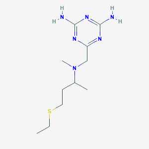 molecular formula C11H22N6S B7426263 6-[[4-Ethylsulfanylbutan-2-yl(methyl)amino]methyl]-1,3,5-triazine-2,4-diamine 