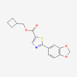 molecular formula C16H15NO4S B7426275 Cyclobutylmethyl 2-(1,3-benzodioxol-5-yl)-1,3-thiazole-5-carboxylate 