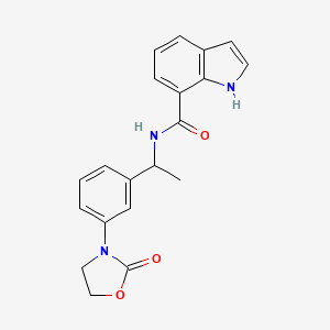 molecular formula C20H19N3O3 B7426279 N-[1-[3-(2-oxo-1,3-oxazolidin-3-yl)phenyl]ethyl]-1H-indole-7-carboxamide 