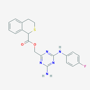 molecular formula C20H18FN5O2S B7426303 [4-amino-6-(4-fluoroanilino)-1,3,5-triazin-2-yl]methyl 3,4-dihydro-1H-isothiochromene-1-carboxylate 