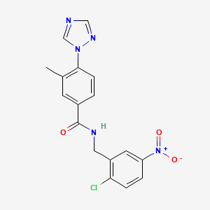 molecular formula C17H14ClN5O3 B7426319 N-[(2-chloro-5-nitrophenyl)methyl]-3-methyl-4-(1,2,4-triazol-1-yl)benzamide 