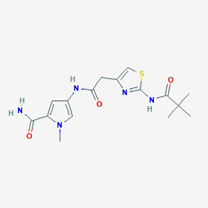 molecular formula C16H21N5O3S B7426322 4-[[2-[2-(2,2-Dimethylpropanoylamino)-1,3-thiazol-4-yl]acetyl]amino]-1-methylpyrrole-2-carboxamide 