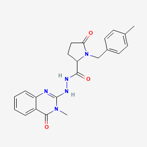 molecular formula C22H23N5O3 B7426333 N'-(3-methyl-4-oxoquinazolin-2-yl)-1-[(4-methylphenyl)methyl]-5-oxopyrrolidine-2-carbohydrazide 