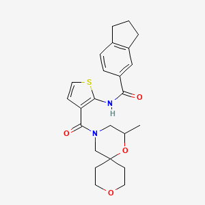 N-[3-(2-methyl-1,9-dioxa-4-azaspiro[5.5]undecane-4-carbonyl)thiophen-2-yl]-2,3-dihydro-1H-indene-5-carboxamide