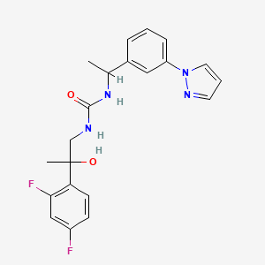 molecular formula C21H22F2N4O2 B7426472 1-[2-(2,4-Difluorophenyl)-2-hydroxypropyl]-3-[1-(3-pyrazol-1-ylphenyl)ethyl]urea 