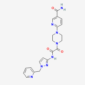 6-[4-[2-Oxo-2-[[1-(pyridin-2-ylmethyl)pyrazol-3-yl]amino]acetyl]piperazin-1-yl]pyridine-3-carboxamide