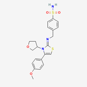 molecular formula C21H23N3O4S2 B7426502 4-[[[4-(4-Methoxyphenyl)-3-(oxolan-3-yl)-1,3-thiazol-2-ylidene]amino]methyl]benzenesulfonamide 