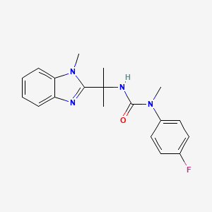 molecular formula C19H21FN4O B7426543 1-(4-Fluorophenyl)-1-methyl-3-[2-(1-methylbenzimidazol-2-yl)propan-2-yl]urea 