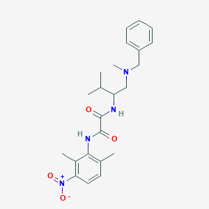 molecular formula C23H30N4O4 B7426567 N'-[1-[benzyl(methyl)amino]-3-methylbutan-2-yl]-N-(2,6-dimethyl-3-nitrophenyl)oxamide 