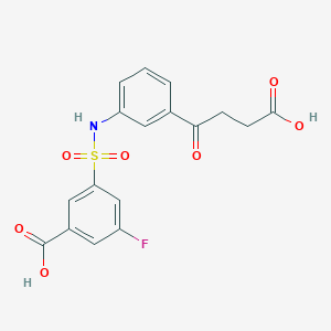 molecular formula C17H14FNO7S B7426598 3-[[3-(3-Carboxypropanoyl)phenyl]sulfamoyl]-5-fluorobenzoic acid 