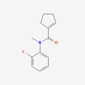 molecular formula C13H14FNO B7426602 N-(2-fluorophenyl)-N-methylcyclopentene-1-carboxamide 