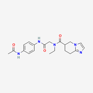 molecular formula C20H25N5O3 B7426648 N-[2-(4-acetamidoanilino)-2-oxoethyl]-N-ethyl-5,6,7,8-tetrahydroimidazo[1,2-a]pyridine-6-carboxamide 