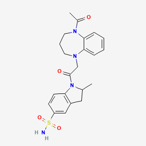 molecular formula C22H26N4O4S B7426661 1-[2-(5-acetyl-3,4-dihydro-2H-1,5-benzodiazepin-1-yl)acetyl]-2-methyl-2,3-dihydroindole-5-sulfonamide 