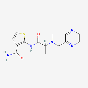 molecular formula C14H17N5O2S B7426678 2-[2-[Methyl(pyrazin-2-ylmethyl)amino]propanoylamino]thiophene-3-carboxamide 